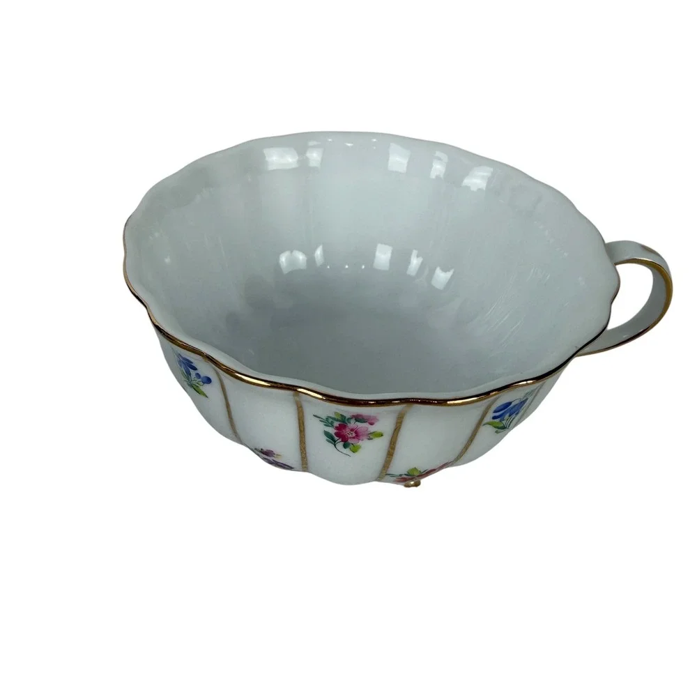 Ganz Floral Porcelain Tea for One Set White Gold Trim Stackable Teapot Teacup